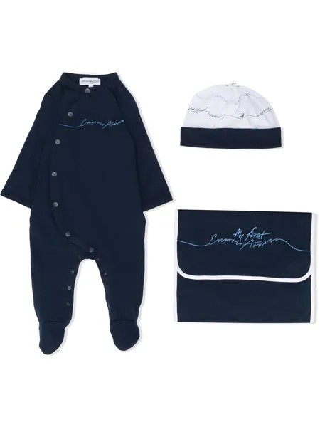 Emporio Armani Kids комплект из комбинезона, шапки и несессера