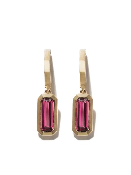 David Yurman 18kt yellow gold Novella hoop drop pink tourmaline earrings