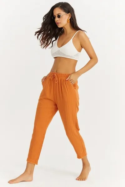 Женские оранжевые муслиновые брюки с эластичным поясом IS3873 Cool & Sexy, оранжевый