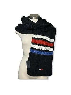 TOMMY HILFIGER Мужской темно-синий вязаный зимний шарф с логотипом