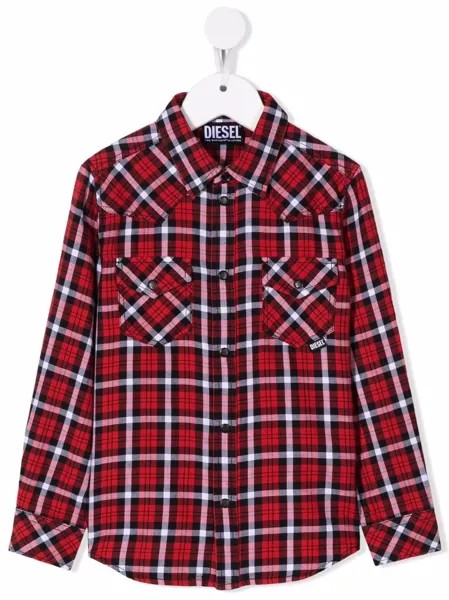 Diesel Kids рубашка в клетку тартан