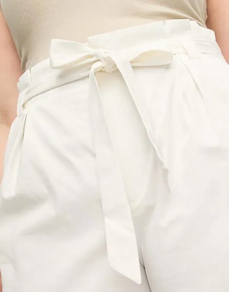 Белые широкие брюки-палаццо с завышенной талией In The Style Plus