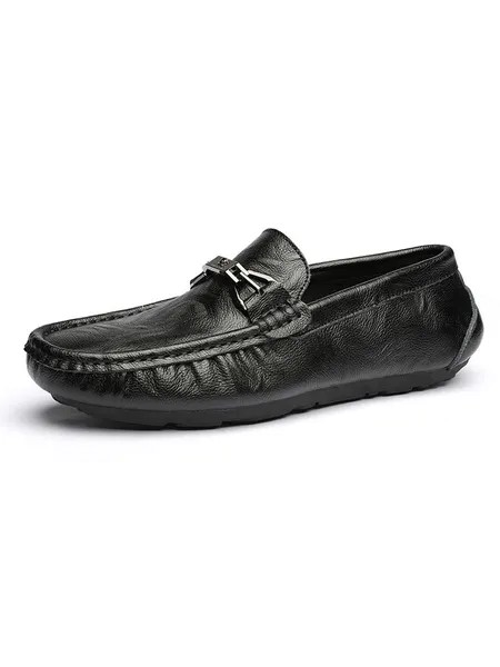 Milanoo Men Loafer Shoes Cosy PU Leather Monk Strap Slip-On Black Casual Flat Shoes