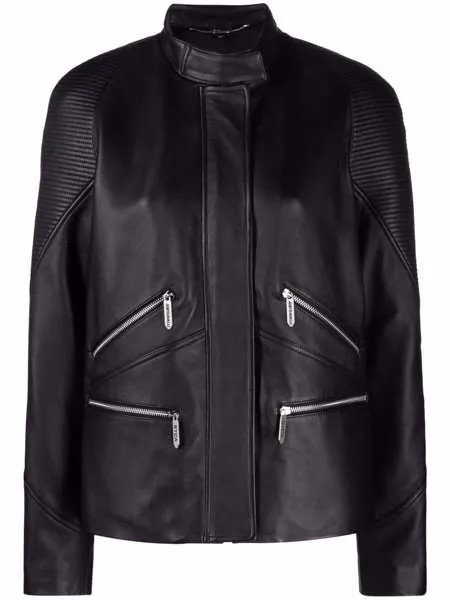 Just Cavalli байкерская куртка со вставками в рубчик