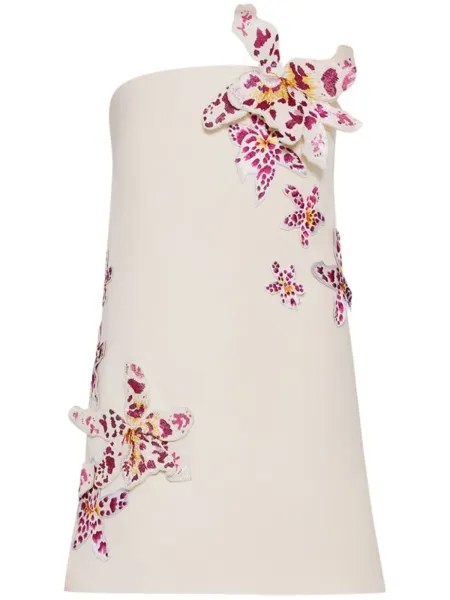 Коктейльное платье Watercolour Orchid Oscar de la Renta, белый