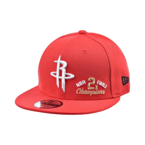 Мужская кепка Snapback New Era Houston Rockets 2X Champions 9Fifty красно-бело-золотая