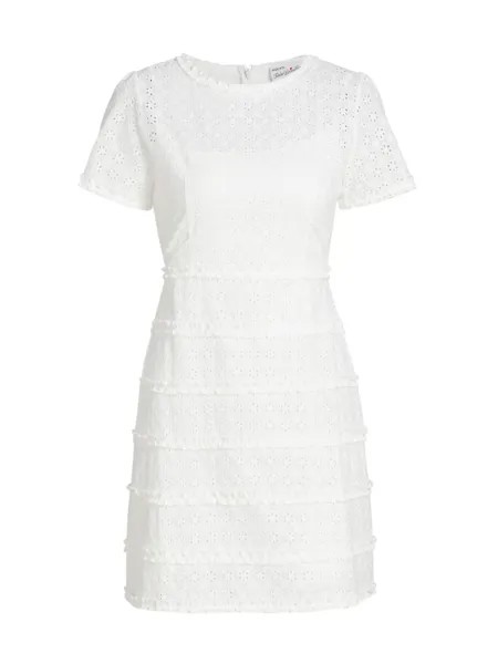 Мини-платье Mini Natalie с вышивкой и люверсами HVN, белый
