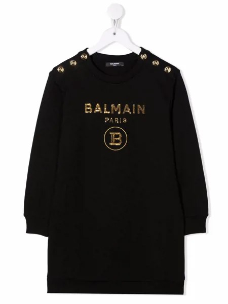 Balmain Kids платье-джемпер с пайетками
