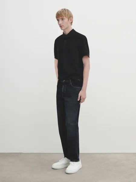 Рубашка поло с коротким рукавом Massimo Dutti, черный