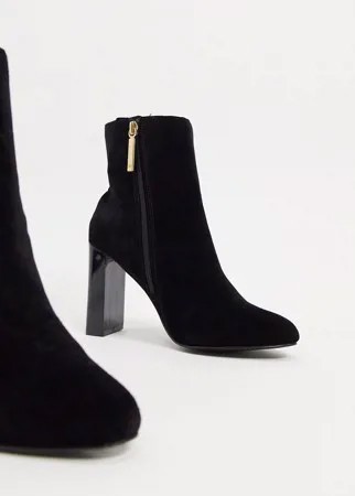 Черные замшевые ботинки на каблуке River Island-Черный цвет