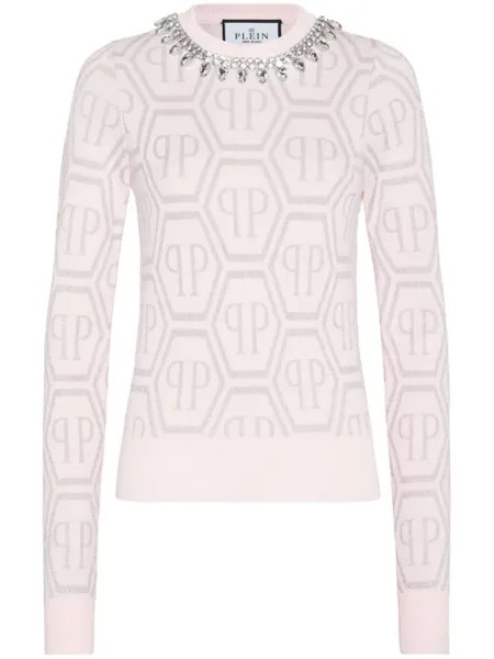 Philipp Plein джемпер с кристаллами, розовый