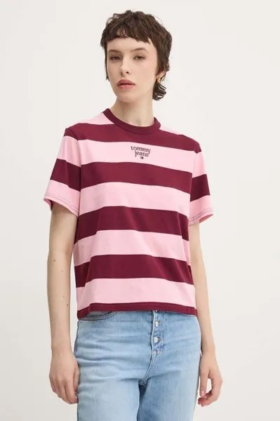 Хлопковая футболка Tommy Jeans, бордовый