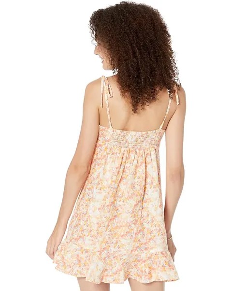 Платье bella dahl Tie Strap Smocked Back Dress, цвет Peach Floral Print