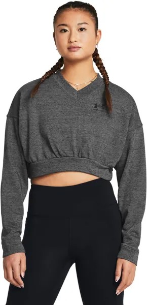 Толстовка Under Armour Rival Terry Oversized Cropped Crew, цвет Castlerock Full Heather/Black