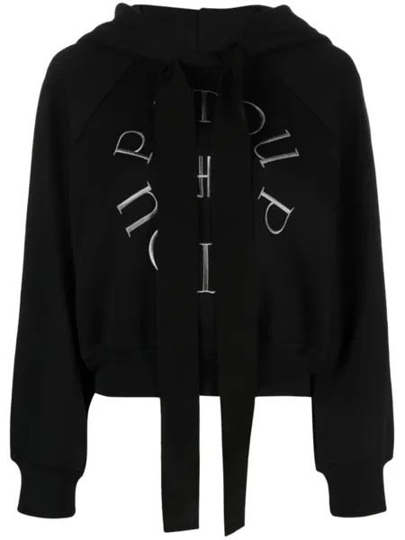 Patou logo-embroidered cotton hoodie, черный