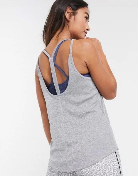 Серая майка в рубчик Nike Yoga-Серый