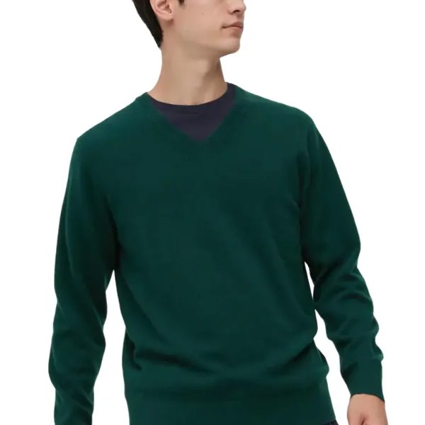 Джемпер Uniqlo 100% Cashmere V Neck, темно-зеленый