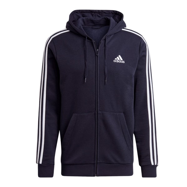 Худи Adidas Essentials Fleece 3-Stripes Full-Zip, черный