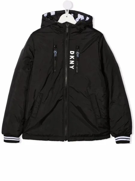 Dkny Kids куртка на молнии с капюшоном и логотипом