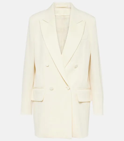 Двубортный шерстяной пиджак monica Max Mara, белый