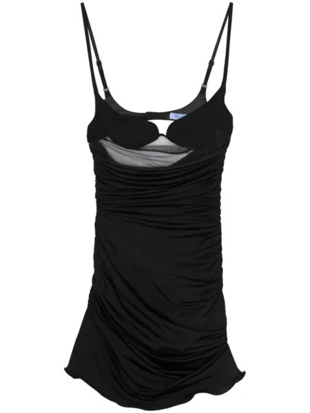 Mugler платье мини с оборками, черный