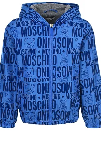 Голубая ветровка с логотипом Moschino