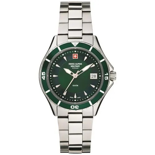 Наручные часы Swiss Alpine Military, серебряный, зеленый