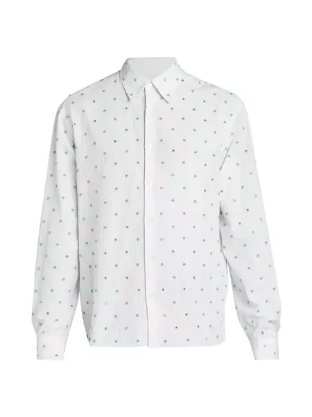 Рубашка обычного кроя в тонкую полоску с вышивкой бисером Lanvin, цвет milk