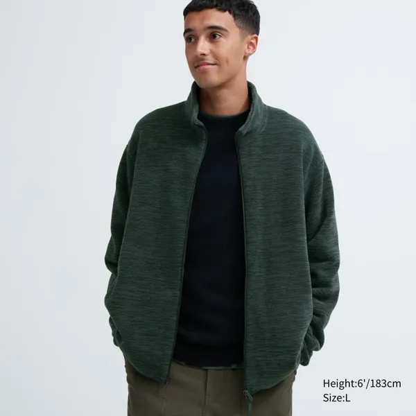 Толстовка Heather Fleece на молнии Uniqlo, темно-зеленый