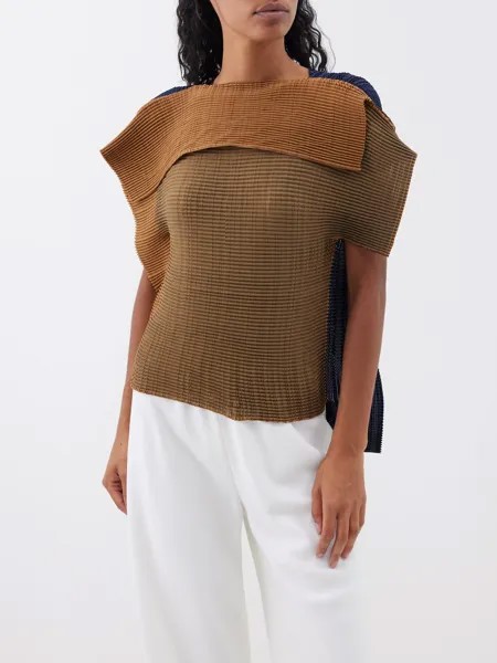 Топ в стиле колор-блок со складками Issey Miyake, синий