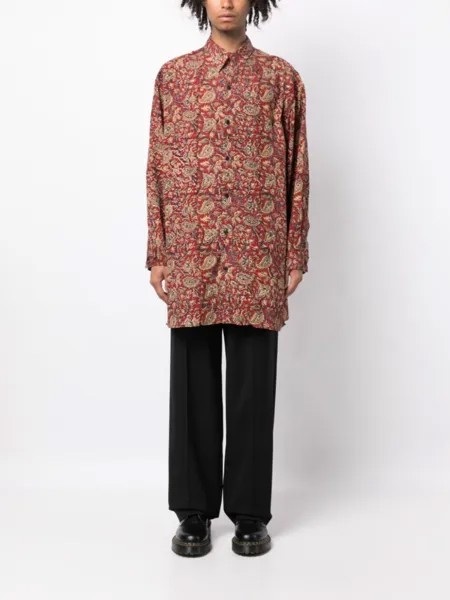 Yohji Yamamoto рубашка с длинными рукавами и цветочным принтом, красный