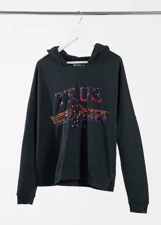 Черная футболка с логотипом из блесток True Religion-Черный