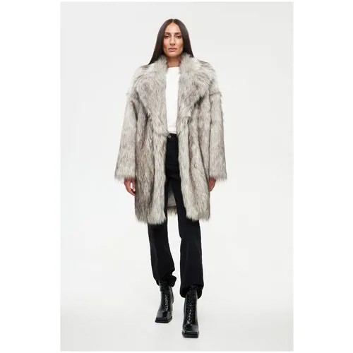 Пальто SHI-SHI, искусственный мех, средней длины, оверсайз, размер One size, серый