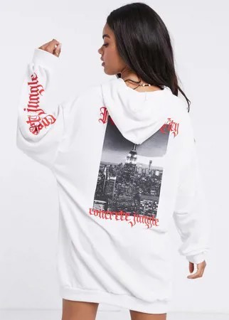 Платье-худи мини с принтом ASOS DESIGN-Черный