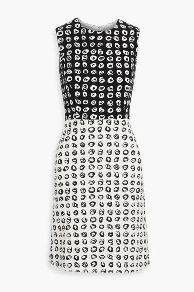 Твидовое мини-платье с двухцветным принтом Oscar De La Renta, черный
