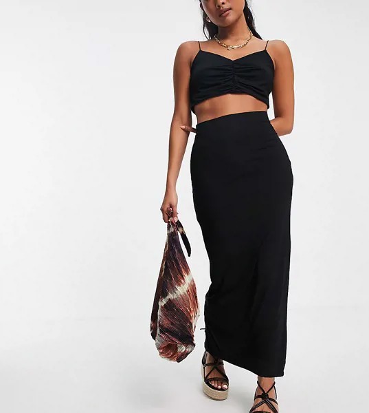 Черная юбка-карандаш макси ASOS DESIGN Petite-Черный цвет