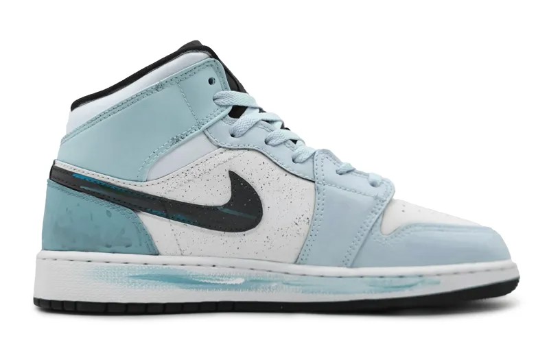 Кроссовки Air Jordan 1 Vintage Basketball Shoes Women's Mid-top White/black, синий