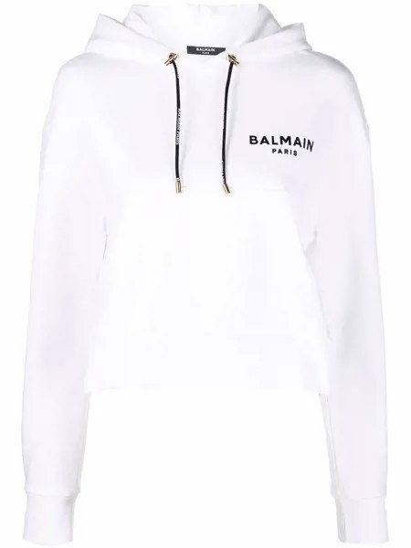 Balmain укороченное худи с логотипом