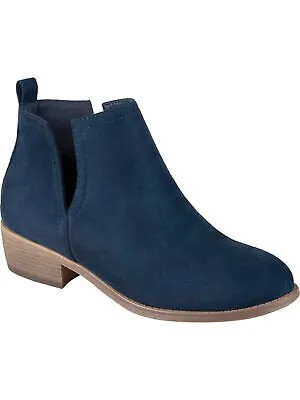 JOURNEE COLLECTION Женские темно-синие ботинки без шнуровки на блочном каблуке с раздельным носком, 6,5 Вт
