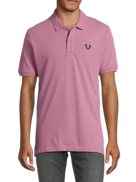 Хлопковая рубашка-поло с логотипом True Religion, цвет Mauve Orchid