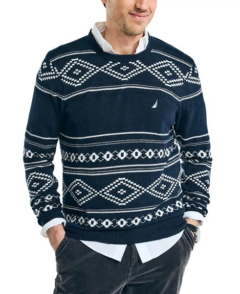 Мужской свитер с круглым вырезом Fair Isle Nautica, цвет Navy Seas