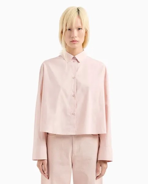 Женская рубашка из органического поплина со складками на спине Armani Exchange, цвет Rosa Claro