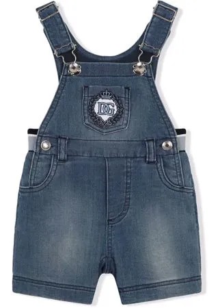 Dolce & Gabbana Kids джинсовый комбинезон с вышитым логотипом