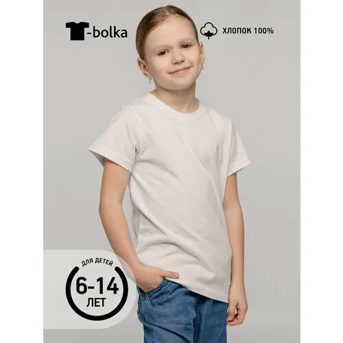 Футболка T-bolka Школа 2024, размер 10 лет, кремовый