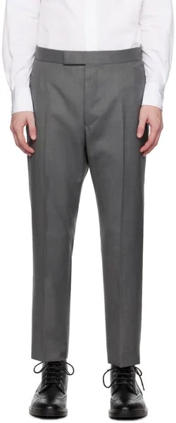 Серые брюки Super 120s с лямками на спине, средние Thom Browne