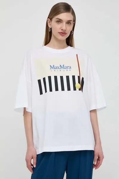 Хлопковая футболка Max Mara Leisure, белый