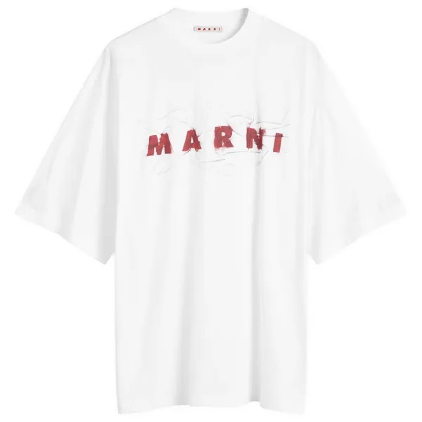 Футболка Marni Wrinkled Logo T-Shirt, цвет Lily White