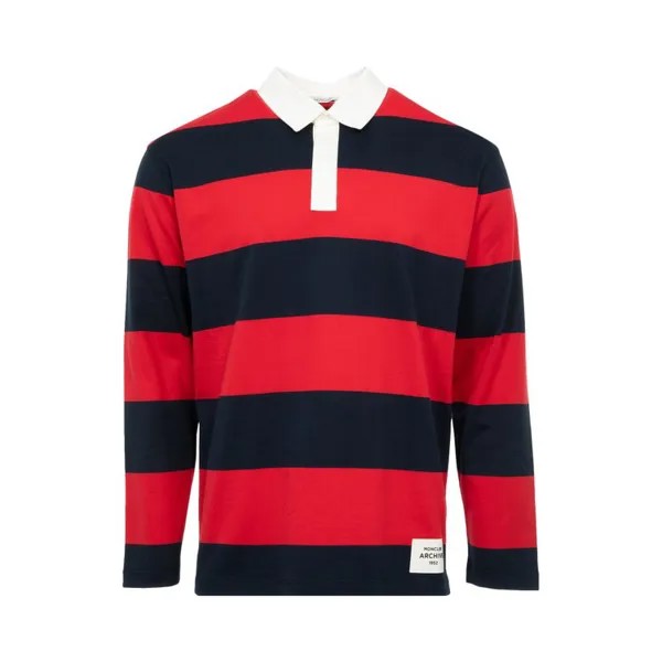 Поло Moncler Long-Sleeve Polo, цвет Red/Navy