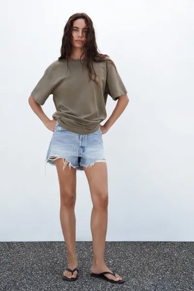 Футболка большого размера ZARA, хаки