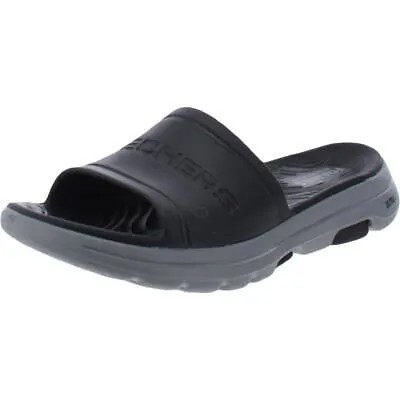 Мужские шлепанцы Skechers Go Walk 5-Surfs Out Black Logo Pool 12 Medium (D) BHFO 2297